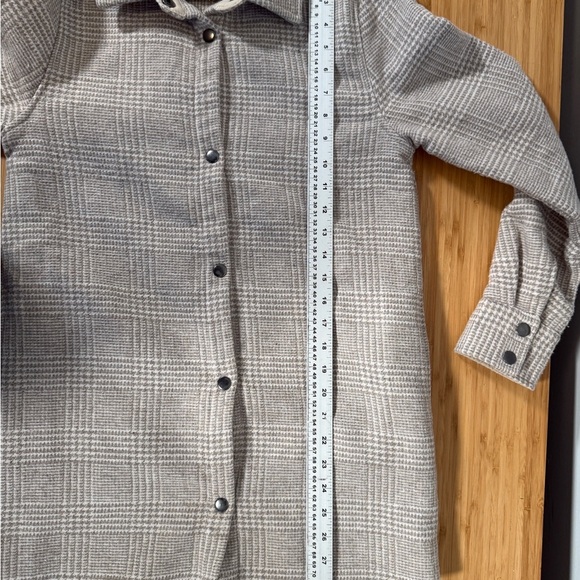 🧥 Monk & Lou Plaid Shacket Wool Blend Coat Women's XXS Beige Houndstooth Snap - Picture 6 of 8